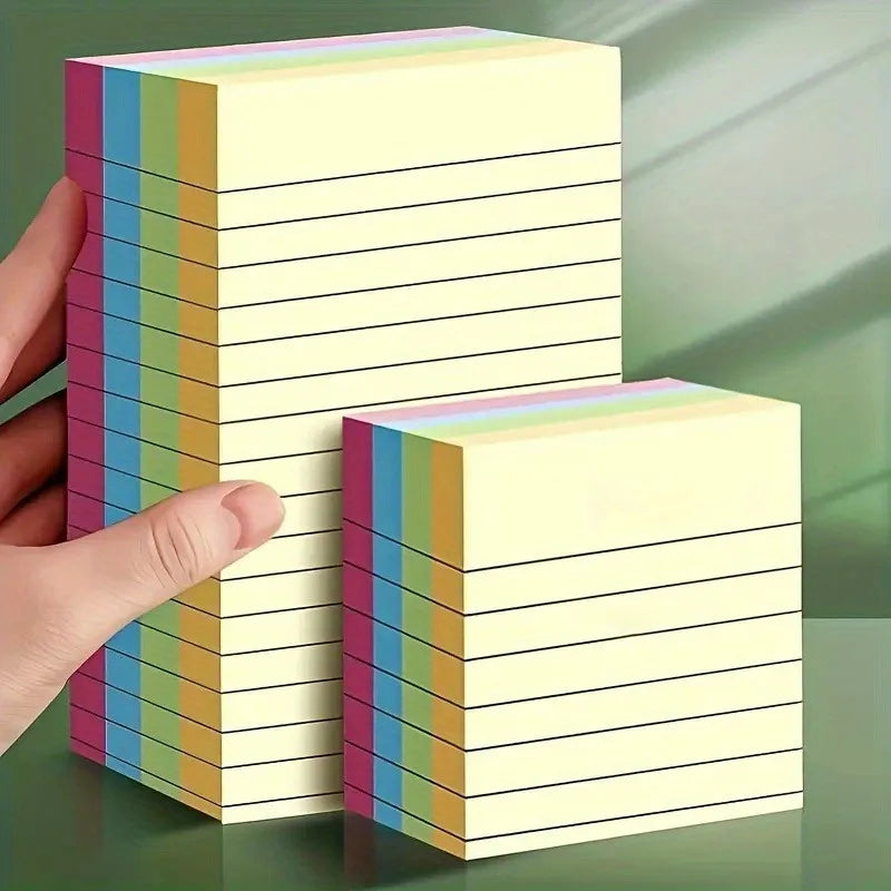 A Copy One Hundred Pages Self-Stick Lined Notes, Colorful Portable Memo Pads for Office, Home, School, Easy To Apply Notepad
