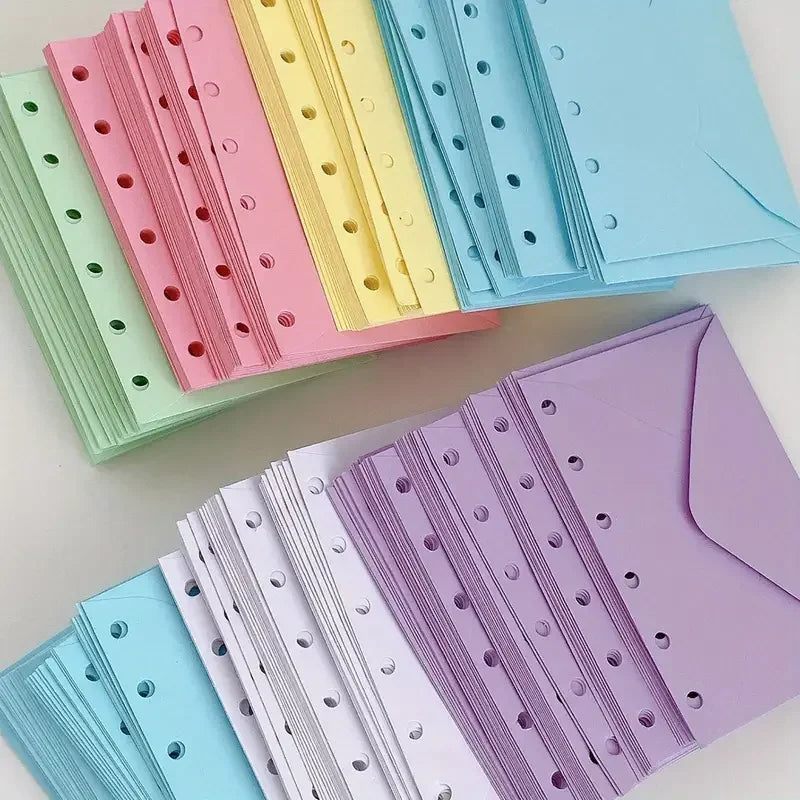 Bview Art 30Pcs A7 Binder Pocket Multipack, 6-Pole Budget Envelope & Wallet with Money Organizer Insert, No-Zipper